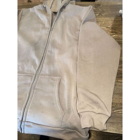 Real Essentials Brown Hooded Sweatshirt Size Medium. Zip/Pockets. NWOT. E - Picture 2 of 4